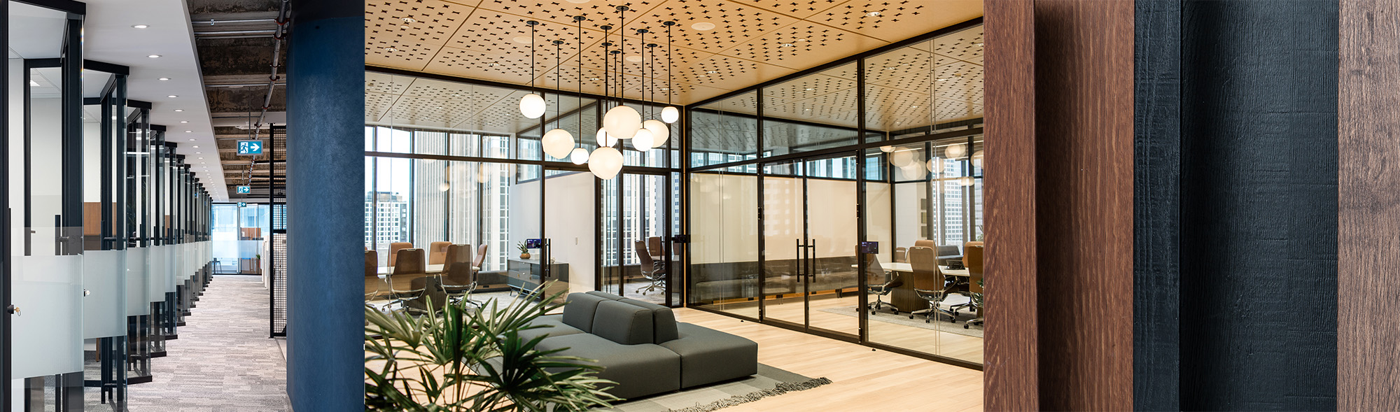 modern office space with architecural walls